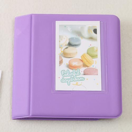 gadenfer Mini-Fotoalbum, 7,6 cm, 64 Taschen, Kartenhalter, Kartenetui, Buch, Mini-Fotoalbum (lila)