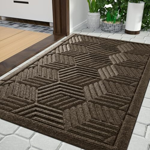 Yimobra Fußmatten - Schmutzfangmatten für Innen und Außen, rutschfest, waschbar & wetterfest für Eingangs- und Außenbereich, 75 x 43 cm, Beige Braun