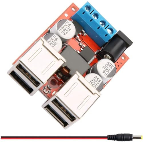 DAOKAI DC Converter Module 9V 12V 24V 8-35V to 5V 8A DC-DC Step Down Board Voltage Reglator 4-Port USB Output Car Charger Regulator for Solar Power Supply Module Phone Charger Power Bank