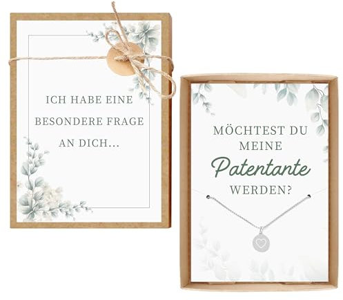 TIMANDO Möchtest du meine Patentante werden – Geschenkbox mit Kette & Karte (silberfarben)