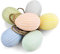 Netuno 6X Kunststoff-Ostereier 6 cm Pastellfarben Grau Mint Gelb Rosa Grün Blau mit Juteschnur zum Aufhängen Ostern Deko-Eier aus Kunststoff bunt Plastikeier Deko Frühling Ostereier Plastik