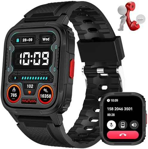 JELLOO Reloj Inteligente para Hombre (Responder/Hacer Llamada), smartwatch Deportivo de 1,95'', 120+ Modos de Deporte con pulsómetro y Monitor de sueño, Compatible con Android e iOS.