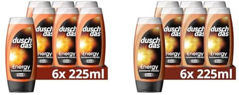 Duschdas 3-in-1 Duschgel & Shampoo Energy Duschbad mit belebend-intensiver Duftformel sorgt für einen erfrischenden Start in den Tag 6 x 225 ml (Packung mit 2)