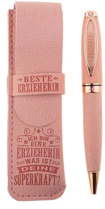 History & Heraldry Bamboo Persönlicher und individueller Kuli Kugelschreiber Stift mit Namen und Spruch Personalisiertes Etui Monogramm-Design persönliches Geschenk (Kuli Erzieherin)