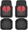 CAR PASS Heavy Duty Rubber Car Mats, Deep Dish Car Floor Mats All Weather, Car Mats Full Set 4-Piece Trim to Fit for Sedans SUVs Trucks Sports Waterproof Anti-Slip Automotive Mats, V12 Black and Red