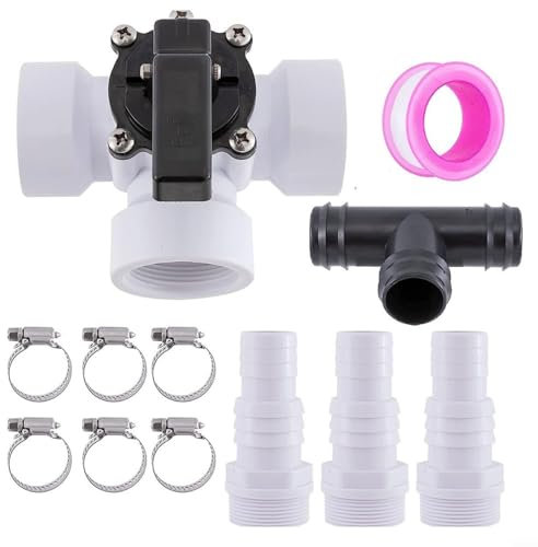 URPIZY Vanne de dérivation à 3 voies pour piscine - 3,8 cm - Filetage femelle - Valve de rechange pour piscine hors sol et spa - Avec connecteur de tuyau de piscine, colliers de serrage
