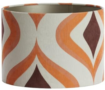 Dirk Davids Leuchten GmbH Lampenschirm Zylinder in Velours Retro Orange Braun für Tischleuchte Tischlampe 30-30-21