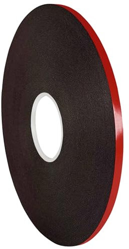 KLEBESHOP24 SPIEGELKLEBEBAND DOPPELSEITIG stark klebend | schwarz, 1 mm Dicke, 50 m, Breite wählbar | Universelles Montageband | Schaumklebeband für Holz, Glas, Metall, Kunststoff etc. / 12 mm x 50 m