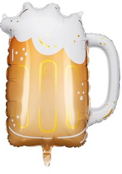 Folienballon Maß Bier 66x54cm - Ballon für Helium oder Luft - Maßkrug Luftballon für Männer JGA Vatertag Geburtstag Hochzeit - Folienluftballon Bierglas Partydeko & Geburtstagsdeko - Braun Weiß