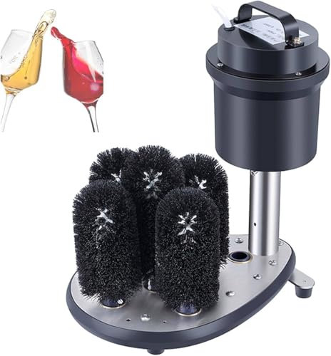YANGYMM Wine Glass Washing Machine, Winery Wine Glass Cleaning Machine with 5 Cleaning Brush and Suction Cup Base, 800 Cups Per Hour, To Remove Water Spots & Stains