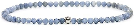 Echtes Blaue Koralle Edelstein Armband mit facettierten 3mm Perlen - verschiedene Längen - Heilstein Schutzstein Edelsteinarmband Glücksbringer Talisman Geschenk (Bl. Koralle, 20CM)