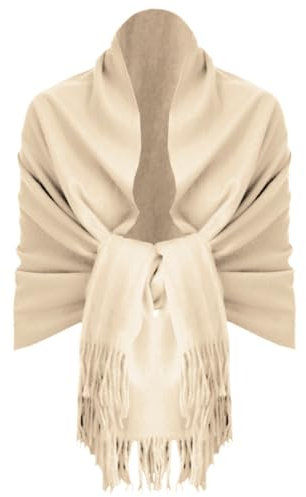 Van Der Rich ® - Eleganter einfarbiger Schal aus Wolle mit Fransen Warm und weich - Damen (Uni Nude Heathered)