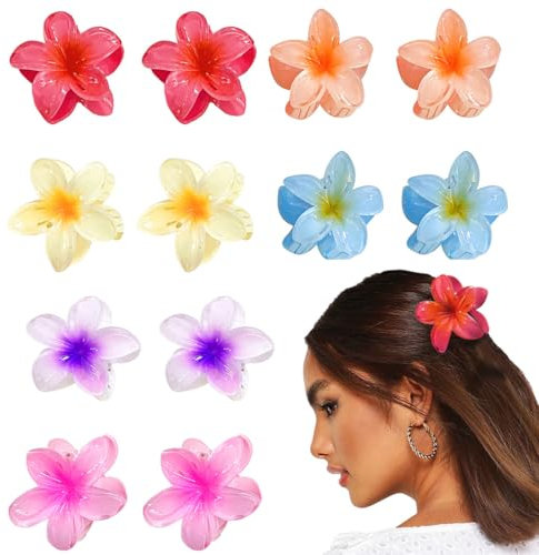 IKOPFLN 12 Pezzi Mollettone Capelli Donna Fiori per Capelli Donna Colori Vivaci 4 cm, Mollettone fiore, Pinze per capelli fiori, Mollette fiori per capelli, Flower Hair Clip Mollette Capelli Donna