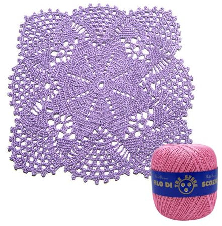 Dunkelrosa Hakeldeckchen Rechteckig aus Baumwolle 23x23 cm (41CN) - Made in Italy