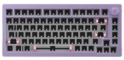 TRyYCB 75% RGB Hot-swap Barebone Mechanical Keyboard DIY Kit With Gasket Mount Structure CNC Metal ANSI ISO Compatible Version(Purple ANSI)