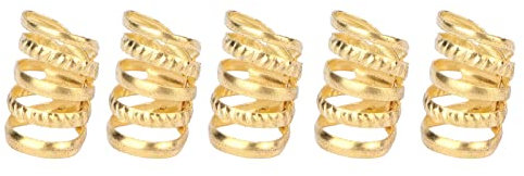 Silberne Haarmanschetten, Haarspulen-Dreadlocks, Federbartringe, 5 Stück, Vintage-Metallfeder-Haarperlen für Hochzeiten und Cosplay (GOLD)