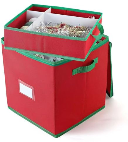 Caja de almacenamiento de adornos de Navidad, contenedores de almacenamiento con 4 bandejas extraíbles separadas, organizador de decoración para guardar 64 adornos de bolas de Navidad y accesorios de