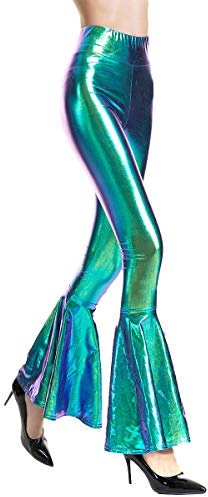 AGYMNX Damen Glänzende Metallic Leggings Sexy Skinny Hosen Damen Hohe Taille Stretch Schlaghosen Hose Lose Leggings Musik Festival Party Tanz Disco Club