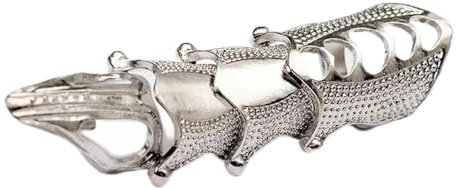Generic Punk Knight Double Finger Ring, Ankle Armour Full Finger Ring, Gothic Punk Silver Ghost Rings, Men Brinco