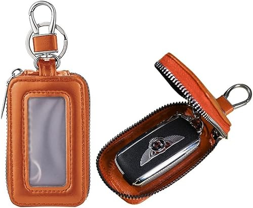 TTPSRY Custodia Portachiavi Auto Compatta Pelle Moschettone Finestra Trasparente Protezione Telecomando Unisex