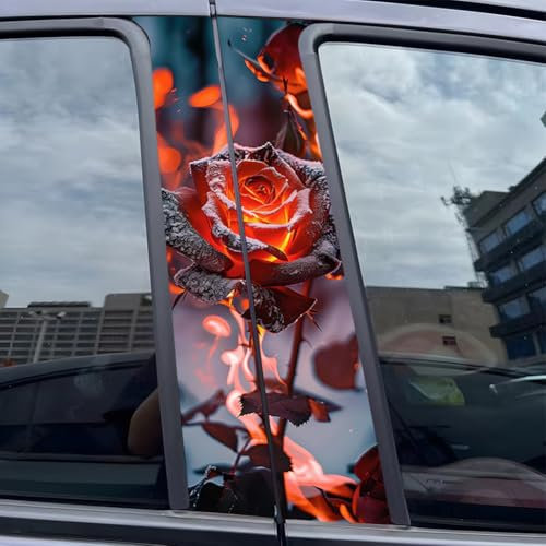 2PCS Rosenblüte Vinyl-Aufkleber Auto B Säule Wasserdicht Sonnenschutz-Kratzschutz Aufkleber DIY Tür Post Aufkleber Abdeckung Kratzer Auto Personalisierte Außen Zubehör (Rot)