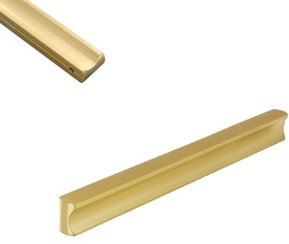 SZLXJMFL Schubladengriffe Gold 160mm, 2 Stück Möbelgriffe Massive Messing | Schrankgriffe Lochabstand 160mm Türgriffe Küchengriffe Gebürstet Griffe für Küchenschränke Inkl Schrauben 160mm/6.3in