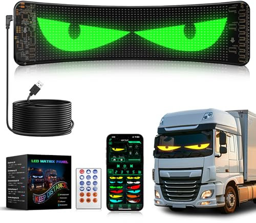 2X Ojos LED para Camión y Coche, Luces Devil Eyes para Auto, Pantalla LED Flexible y Programable, Letrero Deslizante Personalizable para Publicidad y Señalización (1ud 35x10cm)