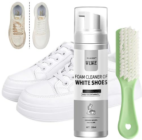 Lezehea Schaum Schuhreiniger, Sneaker Cleaner Schaum Schuhputzsets,Sneaker Reiniger Weiß,Tragbarer Schaumreiniger mit Bürste,Schnelle und Effektive Reinigung für alle Schuhtypen, 200ml