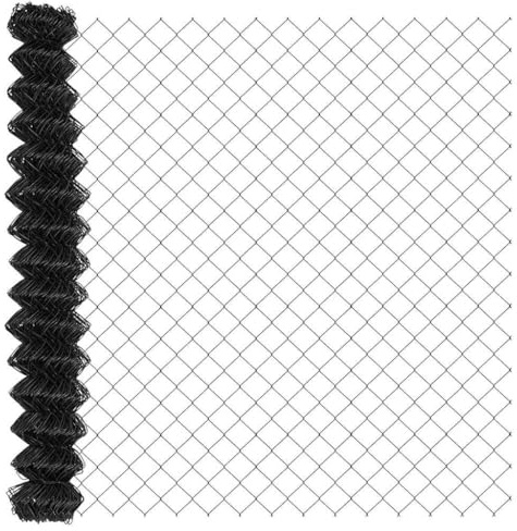 vidaXL Chain Link Fence Grey, Garden and Terrace, Modern, Rectangular, Durable Chain Fence, UV-Resistant Materials, Outdoor Protection, Residential Barrier