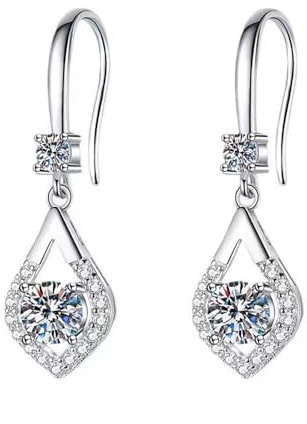 Moissanite Drop Ohrringe Sterling Silber Shining Ohrhaken für Frauen Mama Ihr sie
