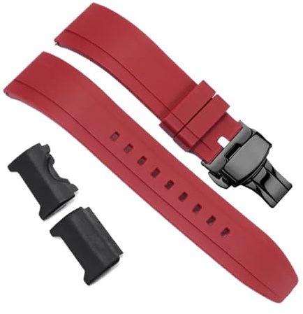 Weiches Gummiarmband Schwarz Rot Blau Armband Ersatzgürtel Kompatibel mit GWG-1000 Herrenarmband Geeignet for den täglichen Gebrauch(Red B)