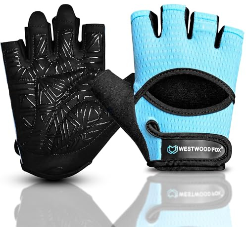 WESTWOOD FOX Fitness-Handschuhe für Damen und Herren, belüftete Handschuhe für Gewichtheben, Fitness, Radfahren und Training, mit dicker Polsterung, vollständiger Handflächenschutz, rutschfester Griff