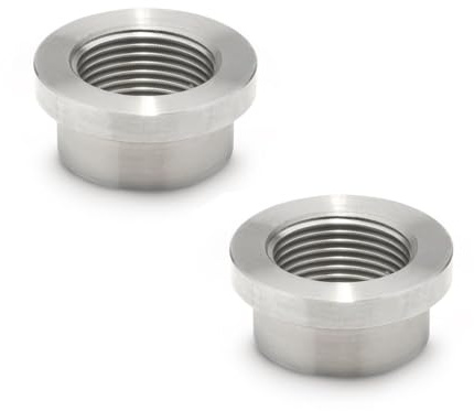 Ganter Normelemente Manguito de soldadura, manguito, acero inoxidable, 2 unidades, rosca fina M20 x 1,5, con pretina, GN 7490-NI-M20X1,5-B