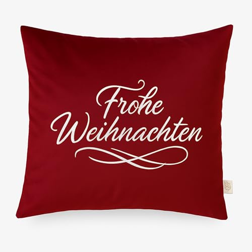 BIA Home Noelle Weihnachts-Kissenbezüge 45x45 cm, 2er Set, Suede | 2er Set 45x45 cm aus weichem Suede, Merry Christmas & Frohe Weihnachten – festliche Kissenhüllen für Sofa & Bett