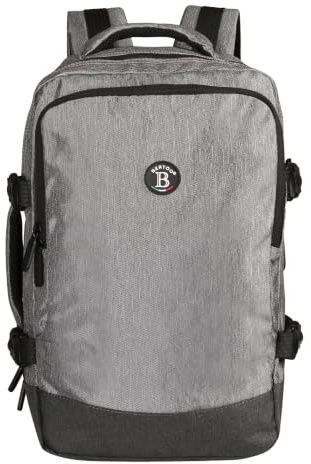 BERTOO Paolo Ryanair Freigepäck-Rucksack 40x20x25 cm, 20 l, mit USB-/USB-C-Anschluss und Laptopfach, Grau