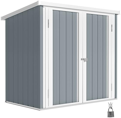 Outsunny Abri de Jardin Cabane 1,09m² 2 Portes 147 x 86 x 134 cm Gris Clair | Cabane de Jardin, Cabanon Rangement Outils, Portes Verrouillables, Tôle d'Acier