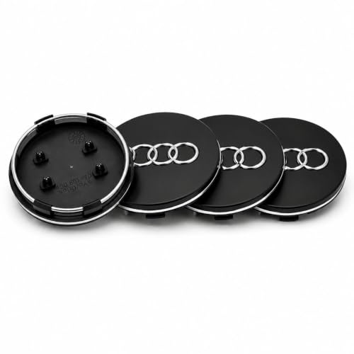LMSAWK 4 Stück Nabendeckel für Audi 60mm Radnabenkappen Felgendeckel, Felgenkappen Nabenkappen, Wheel Caps Radnabenabdeckung Nabenkappen ABS Schwar Kompatibilität VOR dem Kauf prüfen
