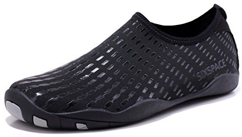 Sixspace Badeschuhe Herren Wasserschuhe Schwimmschuhe Männer Frauen Strandschuhe Aquaschuhe Barfußschuhe für Strand,Pool,Meer,Wassersport,Tauchen,Surfen,Aqua Cycling(Schwarz 45 EU)