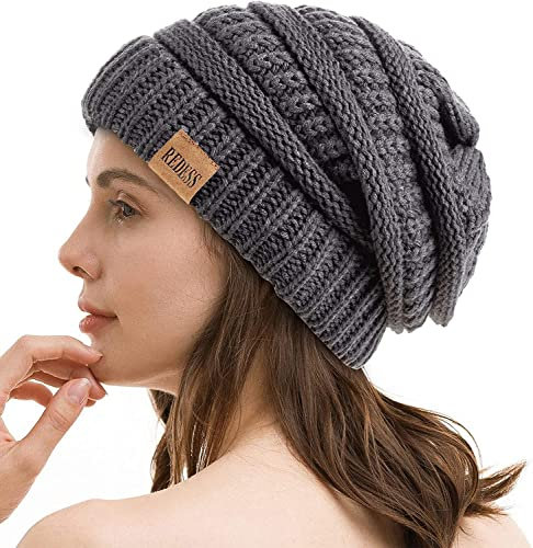 REDESS Slouchy Beanie Mütze für Herren und Damen Winter Warm Chunky Soft Oversized Zopfstrickmütze