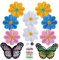 Naler 14pcs Iron on Patch, Daisy Flower & Butterfly Embroidered Patches Applique for Clothing, Jackets, Backpacks, Jeans Sewing Art Craft DIY Decoration