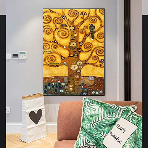 Annick Goutal Leinwand Berühmte Gemälde Baum des Lebens Von Gustav Klimt Wandkunst Kunstreproduktion Gedruckt Auf Leinwand Kunstwerk Für Wohnkultur (Kein Rahmen,40 x 60 cm)