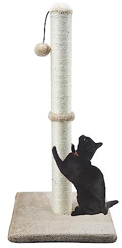 Dimaka Griffoir Ultime pour Chat de 86,4 cm de Haut avec Corde en sisal et recouvert de Peluche Douce et Lisse, griffure Verticale, Design Moderne et Stable de 86,4 cm de Hauteur