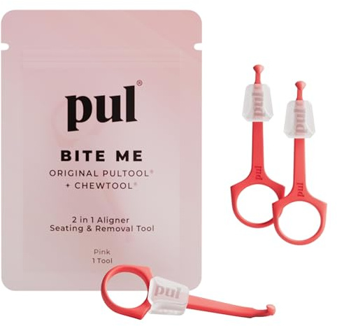 PUL 2-in-1 Clear Aligner Chew Tool & Removal Tool - Pink | Orthodontic Chewie + Remover Combo | Hygienic, Reusable, BPA-Free Dental Accessory for Invisalign | Pack of 3
