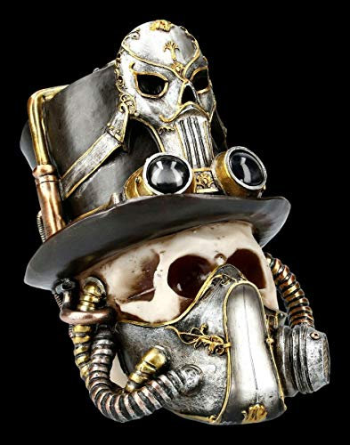 Figuren shop gmbh Steampunk Tête de Mort - Souffle Facile Fantaisie Crâne, Toten-Schädel, Figurine Décorative,Statue,Sculpture,Hauteur 20 CM