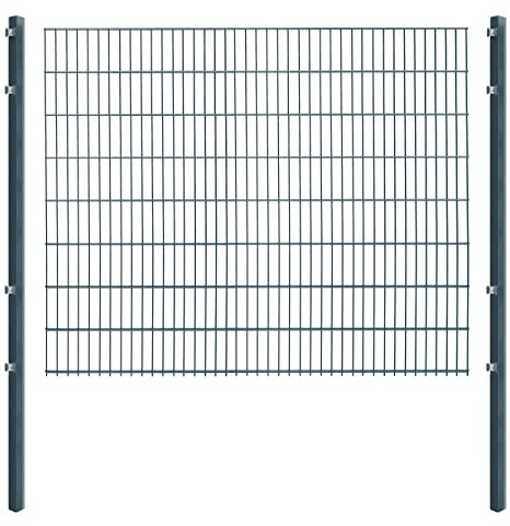 Doppelstabmattenzaun - Komplettset inkl. Pfosten (60x40mm) und Montagematerial - Verschiedene Längen und Höhen – Grün oder Anthrazit (L 8 m - H 163 cm, anthrazit)