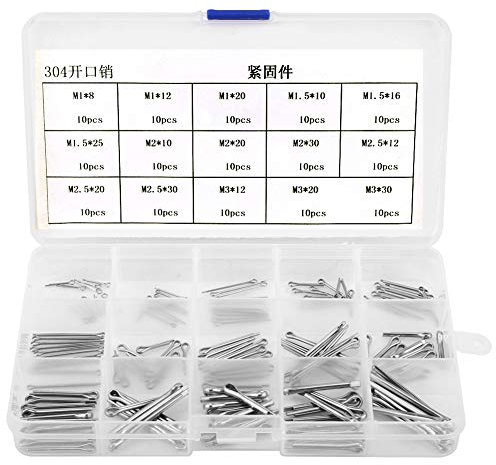 150Pcs 15 Kinds 304 Stainless Steel Split-Cotter Pins Kit M1-M3 Split-Cotter Pins Kit Cotter Pin Assortment