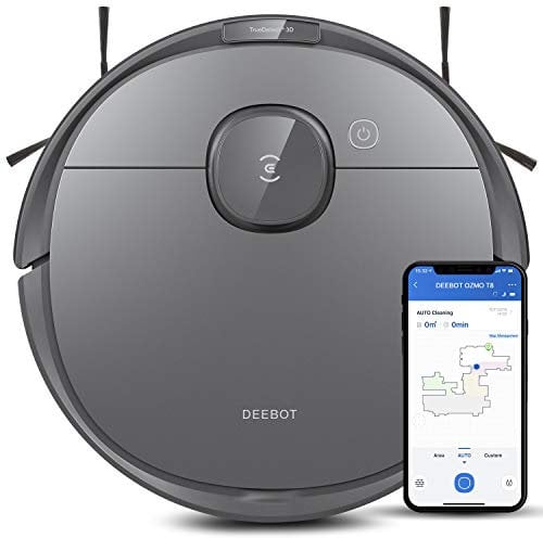 ECOVACS DEEBOT OZMO T8 Robot Vacuum Cleaner & Mop with Smart Object Detection & Avoidance, Advanced Laser Mapping, High Efficiency Filter Ideal for Pet Hair, 3 Hours of Runtime