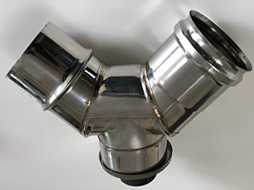 Curva 90° con Ispezione canna fumaria acciaio inox Linea Legna e pellet camino pulizia condotto (Ø 80 mm)