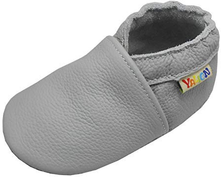 YALION Baby Weiches Leder Lauflernschuhe Kleinkinder Krabbelschuhe Hausschuhe Lederpuschen Babyschuhen mit Wildledersohlen Mehrfarbig (marineblauer Elefant, 18-19EU)
