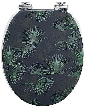 Wirquin 20723480 Abattant WC en fibre de bois Woody Dark Jungle, vert et blanc